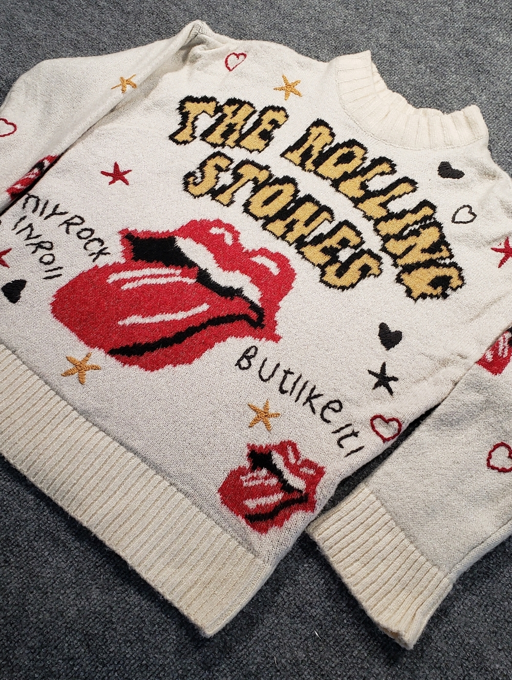 Rolling Stones Sweater Women Small American Eagle Graphic Crewneck Rock Oversize